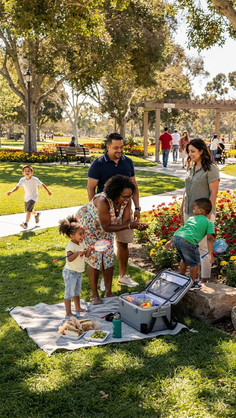 Mapa turystyczna z zaznaczonymi przyjaznymi dla rodzin atrakcjami.